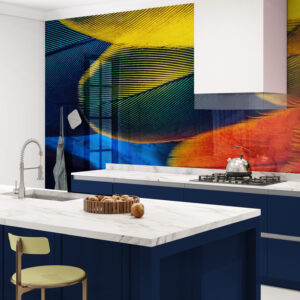 colourful kitchen glass splashback